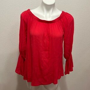 Sanctuary BOHO Pomegranate Bell Sleeved Off Shoulder Top Sz M
